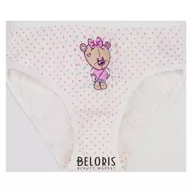 Трусы «Мишка» для девочки, цвет молочный/звёздочки, рост 152