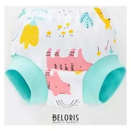 Трусы под памперс, цвет белый/слон и жираф, рост 68-44 см