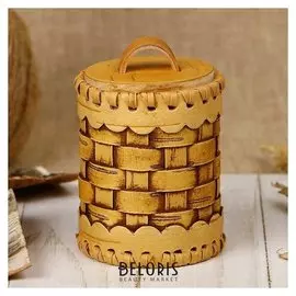 Туес «Велюр», плетеный, 6х6х9 см, береста