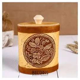 Туес "Земляника", овальный, 14х7 см, береста