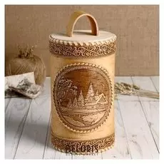 Туес «Зимний вечер», 12х20 см, береста