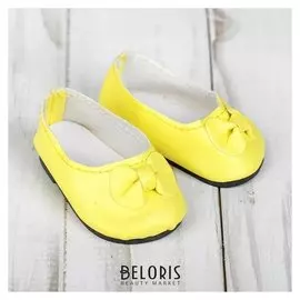 Туфли для куклы «Бантик», длина стопы: 7 см, цвет жёлтый