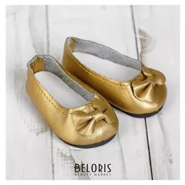 Туфли для куклы «Бантик», длина стопы: 7 см, цвет золото