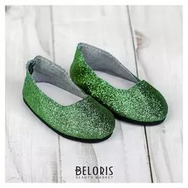 Туфли для куклы «Блёстки», длина стопы: 7 см, цвет зелёный