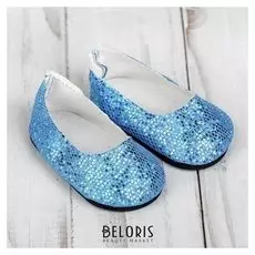 Туфли для куклы «Блёстки - кругляши», длина стопы: 7 см, цвет голубой