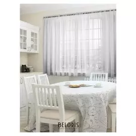 Тюль для кухни 145х160см-2шт, белый, шифон, пэ 100%
