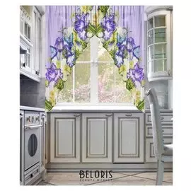 Тюль для кухни черничный ром 250 х 170см-2 шт, шифон, пэ 100%