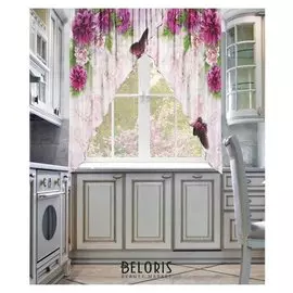 Тюль для кухни фиолет 250 х 170см-2 шт, шифон, пэ 100%