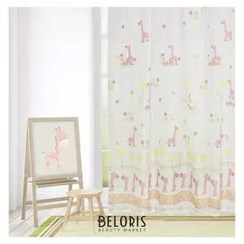 Тюль "Этель" 250х270 см весёлые жирафы без утяжелителя, 100% п/э