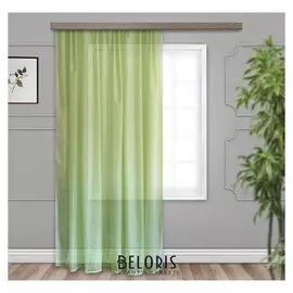 Тюль, размер 150х260 см, тиснение листья, цвет светло-зелёный, вуаль