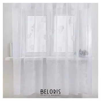 Тюль со шторной лентой 260х300 см, белый 3, пэ 100%