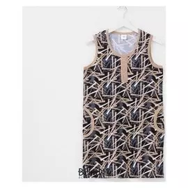 Туника женская, цвет бежевый/геометрия, размер 50