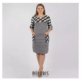 Туника женская, цвет серый/клетка, размер 50