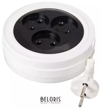 Удлинитель-рулетка РАДИСТ ЭКОНОМ Р16-008, 3 розетки без заземления, 5 м, 2х0,75 мм, 1300 Вт, белый