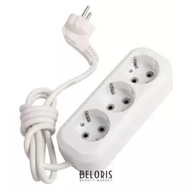 Удлинитель Smartbuy, 3 розетки, 1.5 м, 16 А, 3500 Вт, ПВС 3х1 мм2, с з/к, белый
