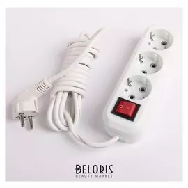 Удлинитель Smartbuy, 3 розетки, 3 м, 16 А, 3500 Вт, ПВС 3х1 мм2, с з/к, с выкл., белый