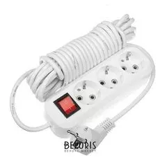 Удлинитель Smartbuy, 3 розетки, 7 м, 16 А, 3500 Вт, ПВС 3х1 мм2, с з/к, с выкл., белый