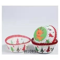 Украшение для кексов "Новогодний олень" набор 24 шт