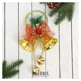 Украшение новогоднее "Колокольчик" кольцо и шарики в золоте, 11х23 см