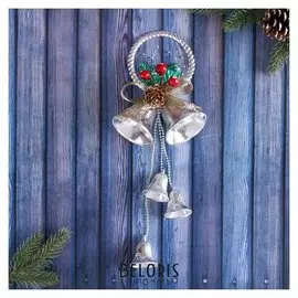 Украшение новогоднее "Колокольчик" шишка и ягоды в снегу, 11х30 см