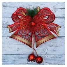 Украшение новогоднее "Колокольчики" алый цветок и узоры, 28х21 см