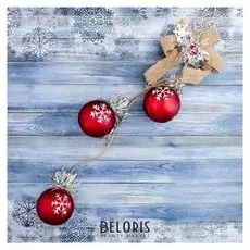 Украшение новогоднее "Красные шарики на бантике со снежинками" 6х34,5 см