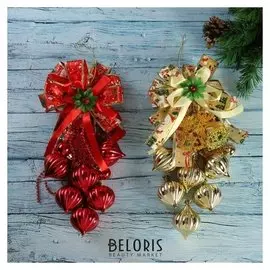 Украшение новогоднее "Шарики-луковицы на бантике" 6х40 см