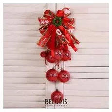 Украшение новогоднее "Шарики с узорами на бантике" 6х40 см