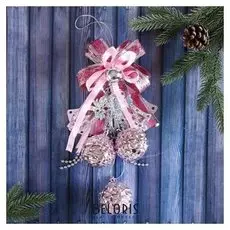 Украшение новогоднее "Шарики-шишечки на бантике" 6х30 см