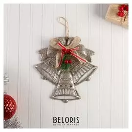 Украшение новогоднее "Три колокольчика в сердечках с бубенцами" 18,5х18 см