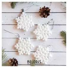 Украшение ёлочное "Белая снежинка" (Набор 4 шт) D-6,5 см