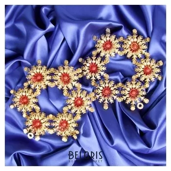 Украшение ёлочное "Цветочный венок" (Набор 2 шт) 14х14 см золото