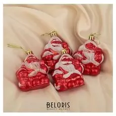 Украшение ёлочное "Дедушка мороз с мишкой" (Набор 4 шт) 8*5,5 см