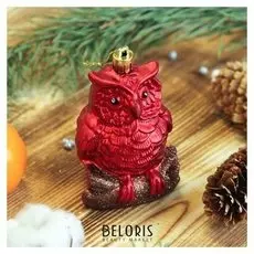 Украшение ёлочное "Филин" (Набор 2 шт) 5,5х7,5 см красный