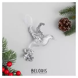 Украшение ёлочное "Голубь - мерцание" 8х13 см