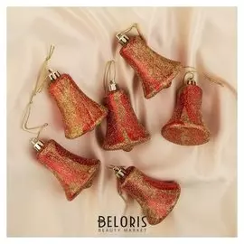 Украшение ёлочное "Колокольчики кракелюр" (Набор 6 шт) 6х5 см красный