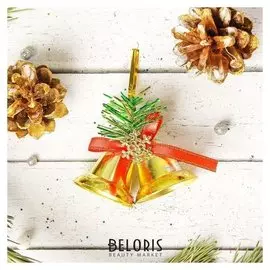 Украшение ёлочное "Колокольчики со снежинкой" (Набор 3 шт) 6х4 см золото