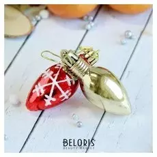 Украшение ёлочное "Лампочка со снежинкой" (Набор 9 шт) 2,5х6 см