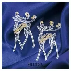 Украшение ёлочное "Олень с золотинкой" 8х13 см (Набор 2 шт)