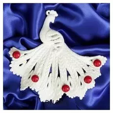 Украшение ёлочное "Павлин" 14х13,5 см, белый