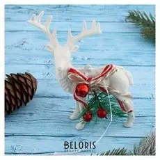 Украшение ёлочное "Снежный олень с бубенцом" 10х15 см