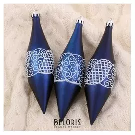 Украшение ёлочное "Сосулька кружевная" (Набор 9 шт) 4х13 см синий