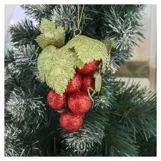 Украшение ёлочное "Виноград блестящий" 7х10 см красный