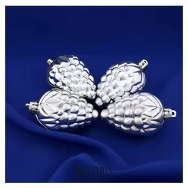 Украшение ёлочное "Виноград" (Набор 4 шт) 6 см серебро