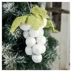 Украшение ёлочное "Виноград со снежинками" 7х12 см белый