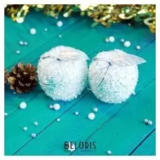 Украшение ёлочное "Яблочко" (Набор 6 шт) 5*5 см белый