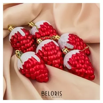 Украшение ёлочное "Ягодка" (Набор 6 шт) 6,5х4 см красный