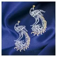 Украшение ёлочное "Жар-птица с золотинкой" 8х14,5 см (Набор 2 шт)