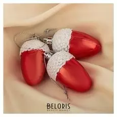 Украшение ёлочное "Жёлудь со снежной шапочкой" (Набор 3 шт) 5,5х4 см красный