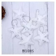 Украшение ёлочное "Звёздочка - морозный блеск" (Набор 6 шт) 4,5 см